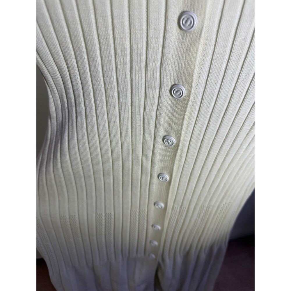 Sandro Paris Fit Knit Dress Short Sleeve Hollowed out Midi Mermaid Dress Sz L - Picture 8 of 10